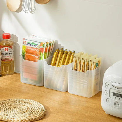 Plastic Refrigerator Organizer Bin Stackable Door Organizer Food Fresh Box Transparent Pantry Container Bins Shelf Basket